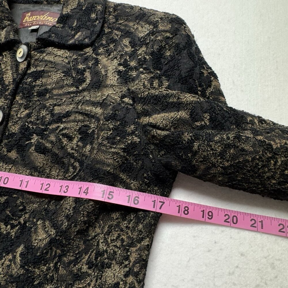 BARCELINO Women Blazer Size M Black Brocade Lined‎ Business Career 31-7 - Picture 10 of 12